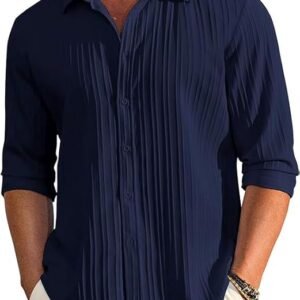 CB-COLEBROOK Men's Casual Button Down Shirts Long Sleeve Linen Shirt Fashion