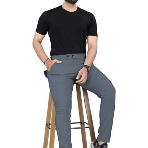 GIBBONTE Men's Cotton Blend Self-Design Trousers |